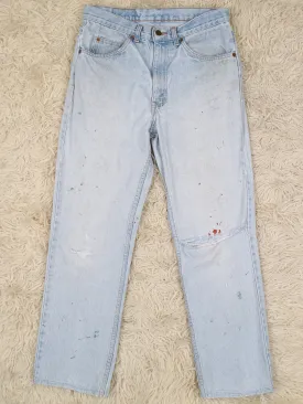 32"w 32L levi's orange tab paint spatter jeans