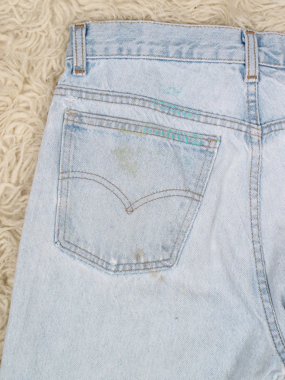 32"w 32L levi's orange tab paint spatter jeans