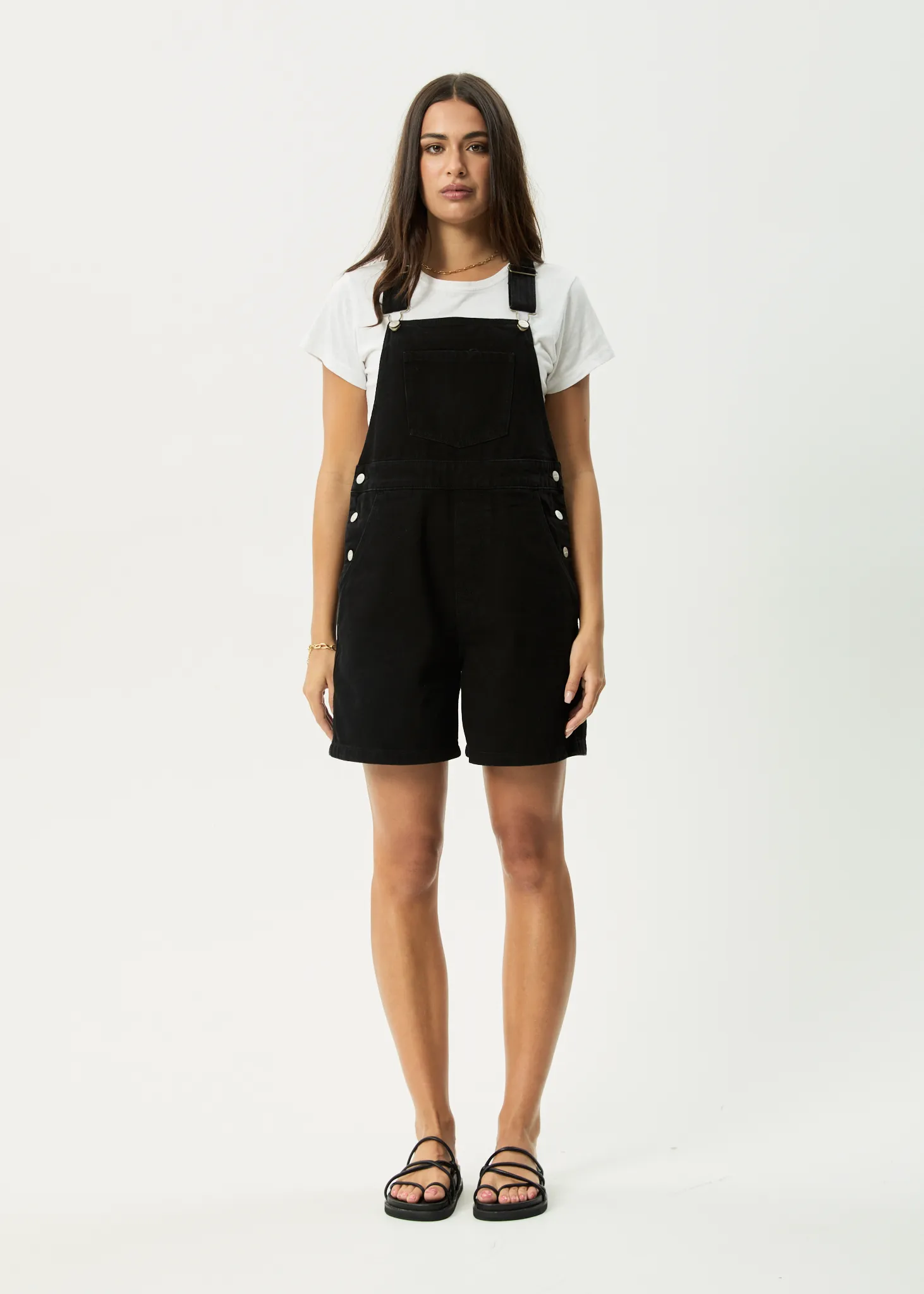 AFENDS Womens Lil Louis - Denim Overall - Washed Black