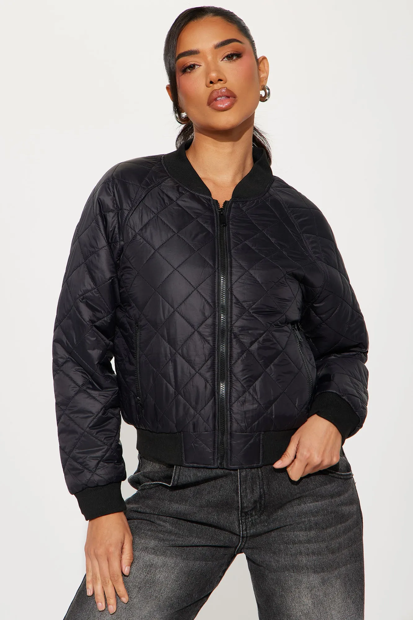 Bailey Quilted Windbreaker - Black