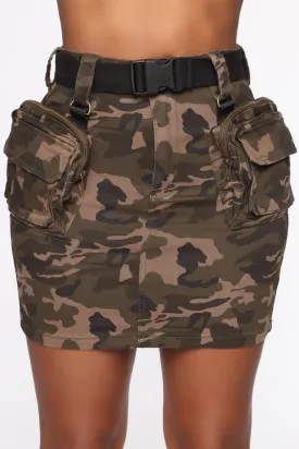 Beep Me Denim Mini Skirt - Camo