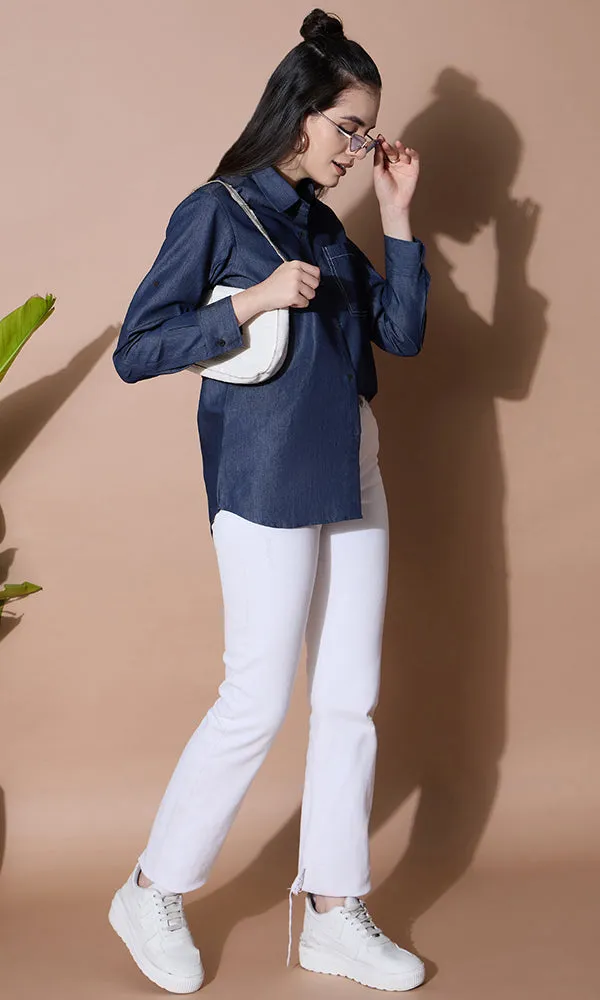 BLUE DENIM DIVA SHIRT FOR WOMEN