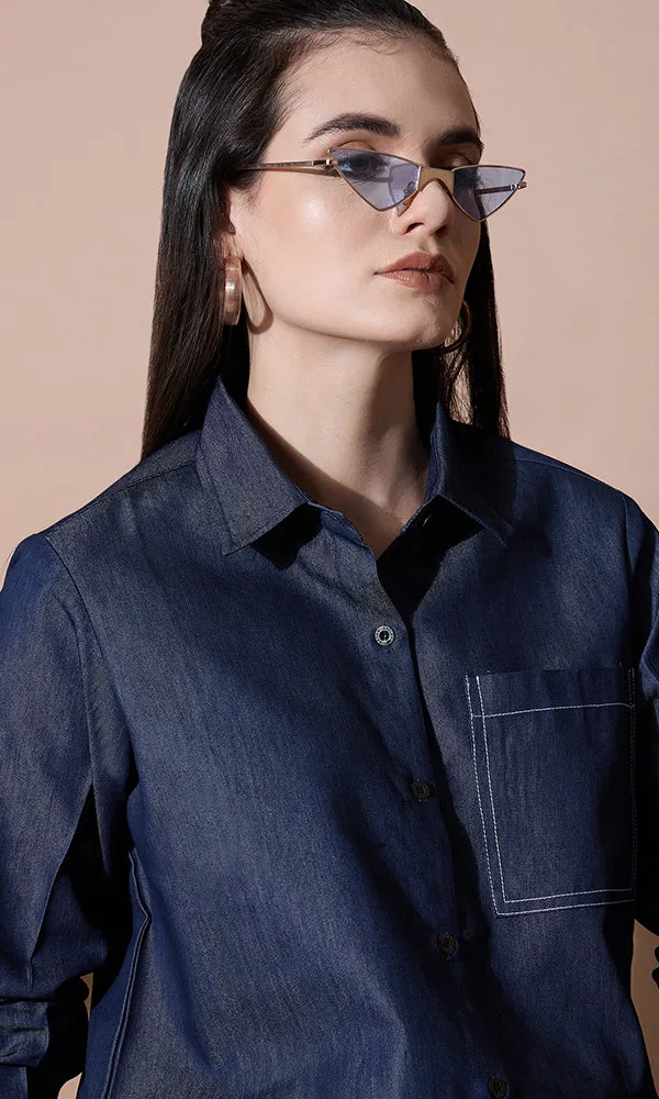 BLUE DENIM DIVA SHIRT FOR WOMEN