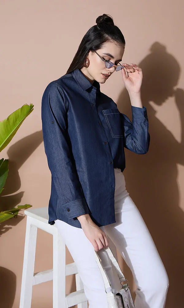 BLUE DENIM DIVA SHIRT FOR WOMEN