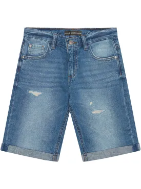 Blue Denim Linen Shorts