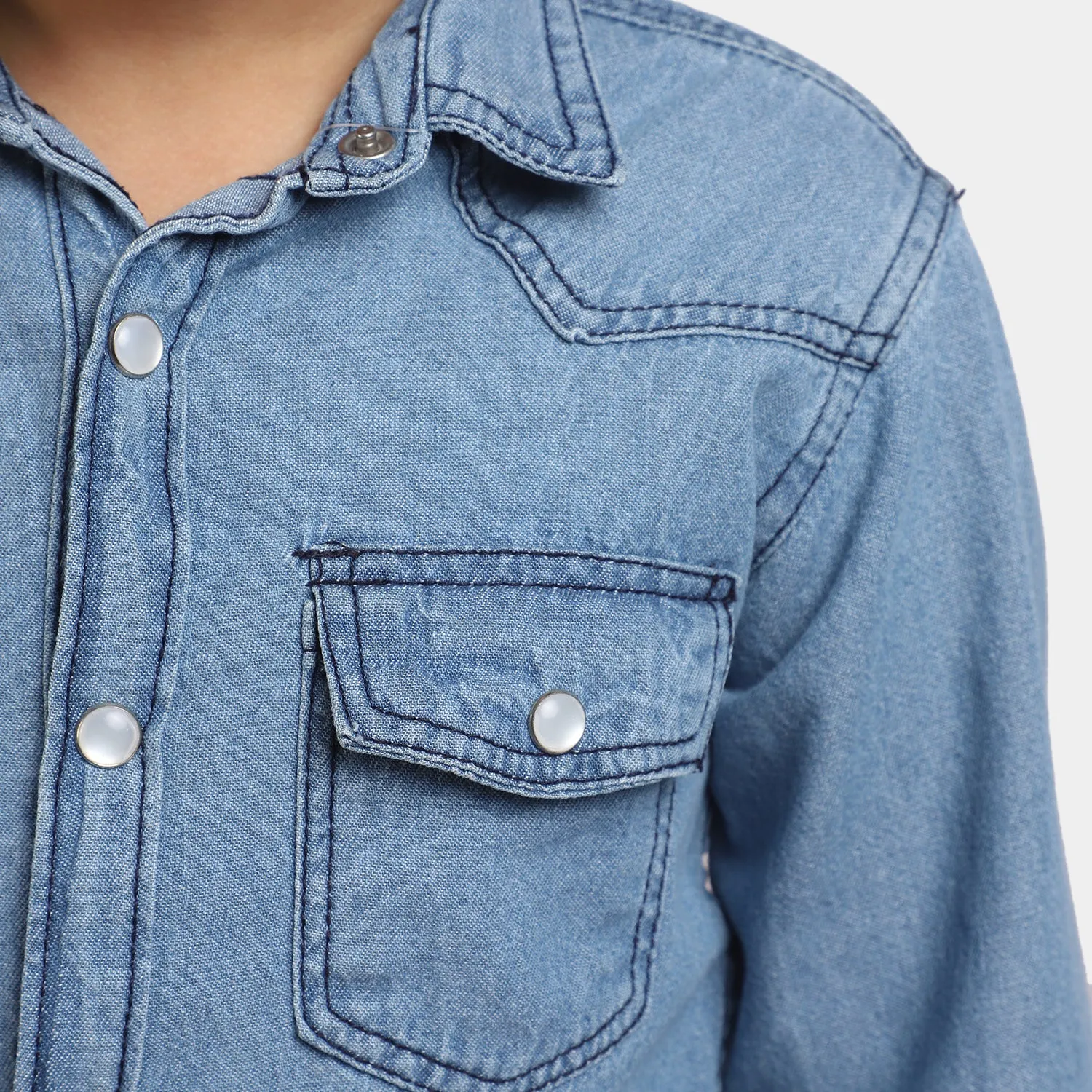 Boys Denim Casual Shirt Happy-D/Blue