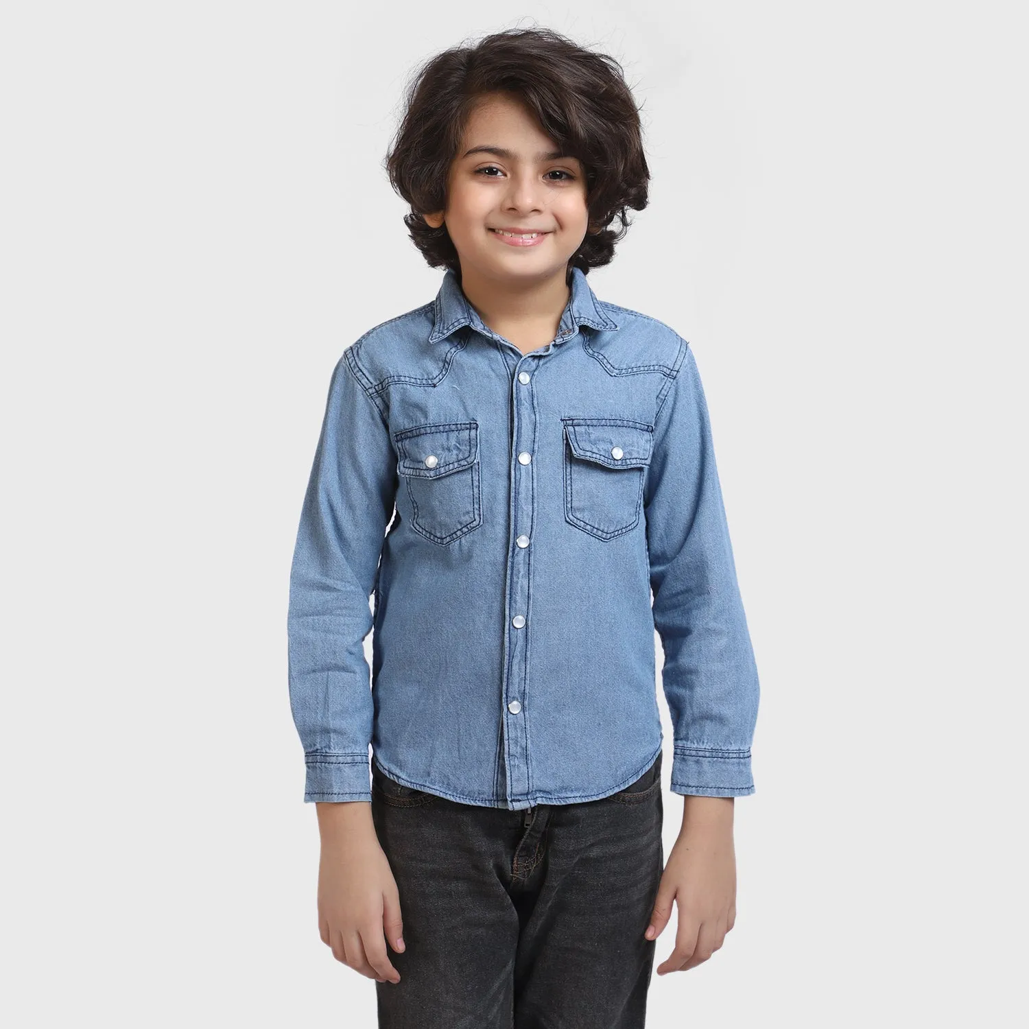 Boys Denim Casual Shirt Happy-D/Blue