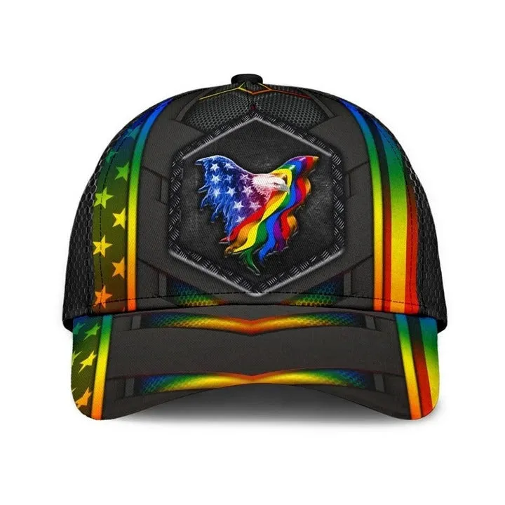 Bright Color Abstract LGBT Printing Baseball Cap Hat, LGBT Baseball Full Printed Cap