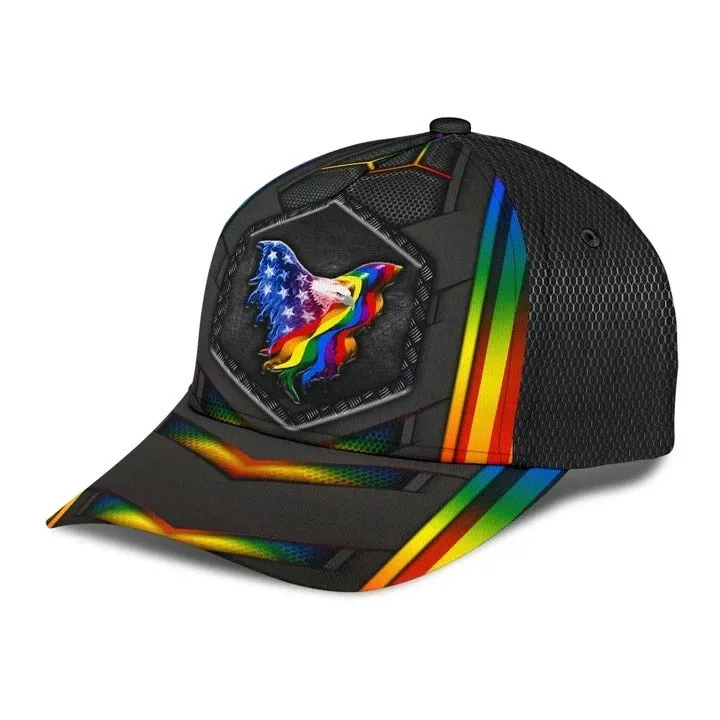 Bright Color Abstract LGBT Printing Baseball Cap Hat, LGBT Baseball Full Printed Cap