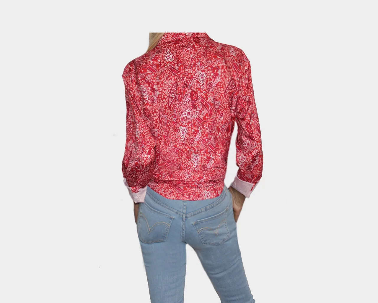 Cherry Red Paisley Long Sleeve Dress Shirt - The East Hampton