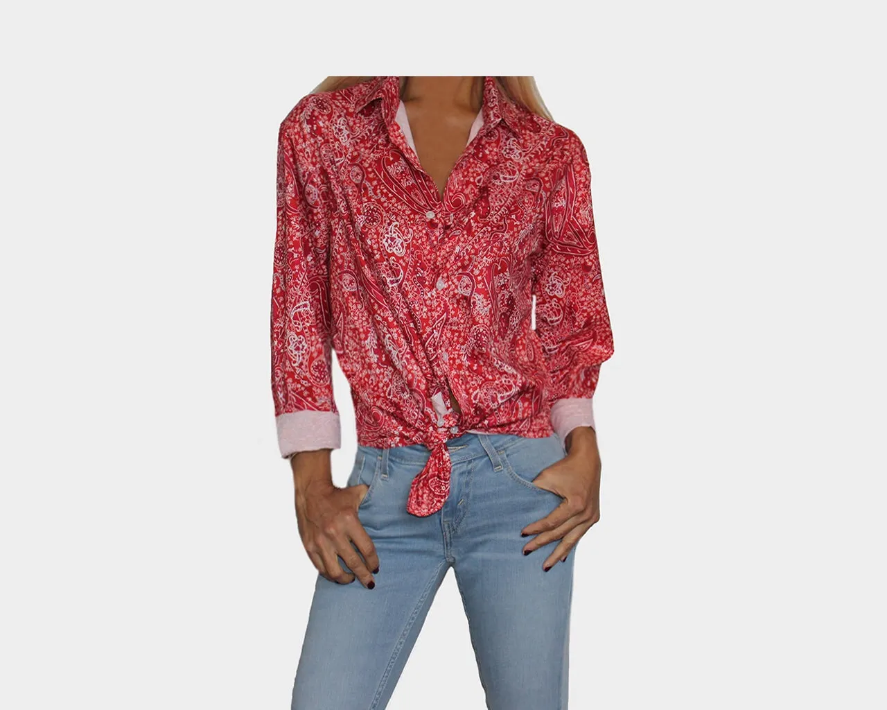 Cherry Red Paisley Long Sleeve Dress Shirt - The East Hampton