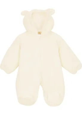 Children's fleece overalls with a cute plush face and ears Bpc Bonprix Collection white