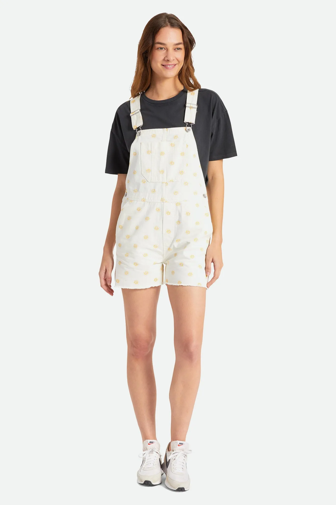 Christina Short Overall - Off White Daisy Dot