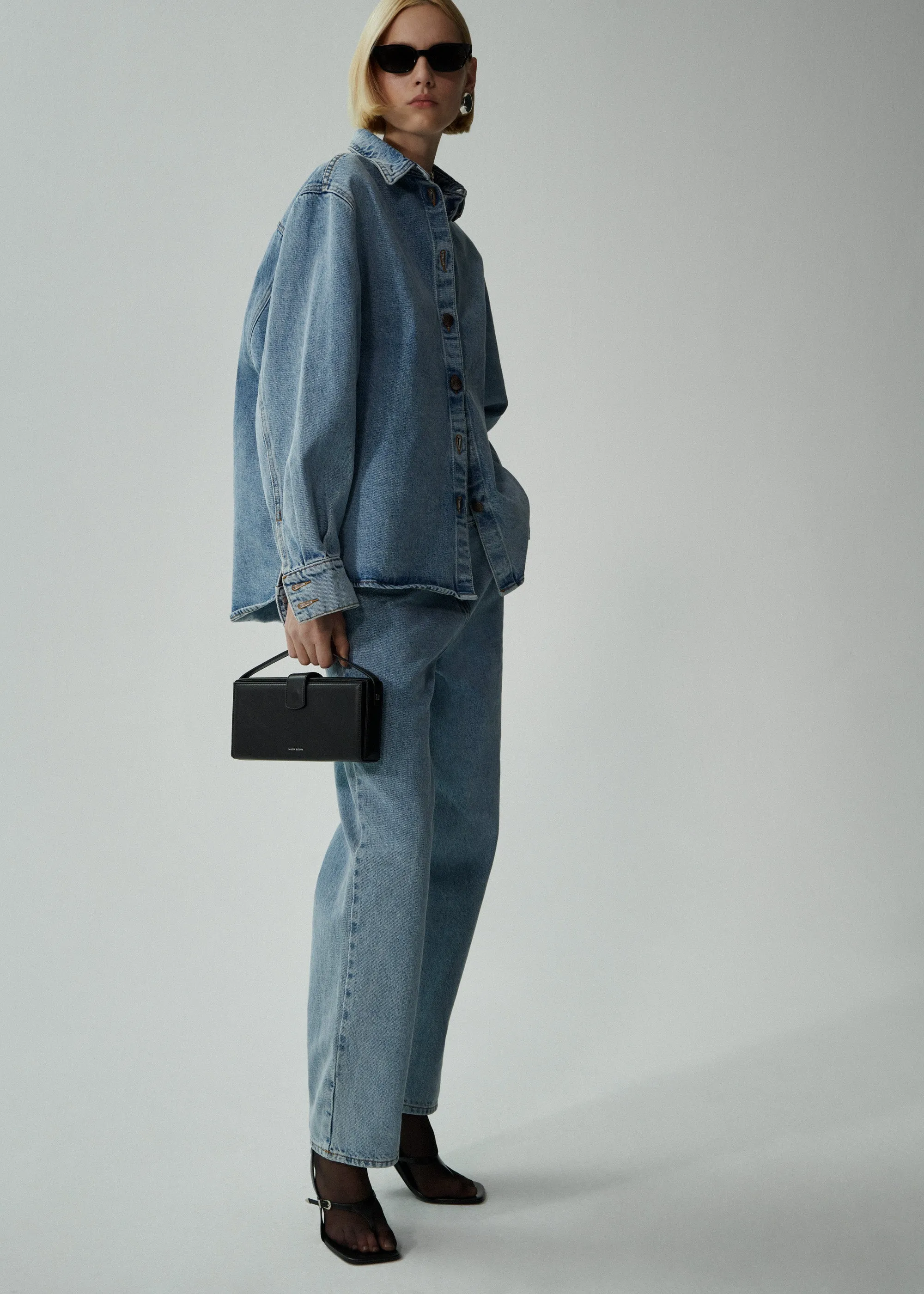 Classic oversized denim shirt in faded blue