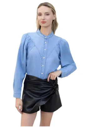 Clever Alice High Neck Denim Shirt