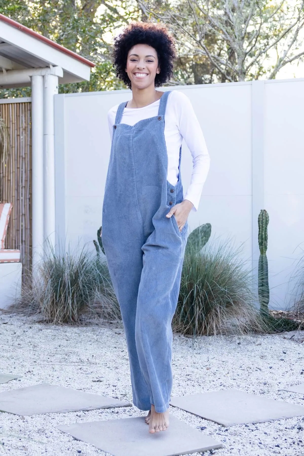 Corduroy Overalls - Sky Blue