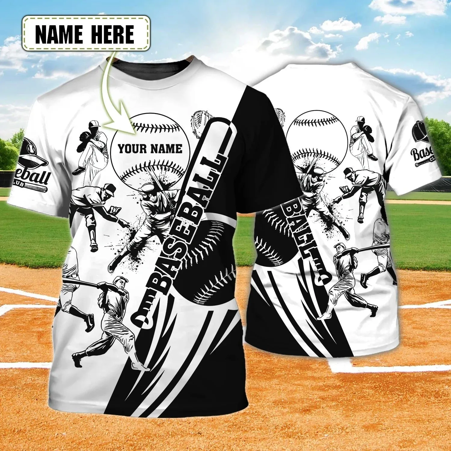 Custom Baseball Shirt, 3D Print Baseball T Shirt, Baseball Team Uniform, Baseball Player Gifts