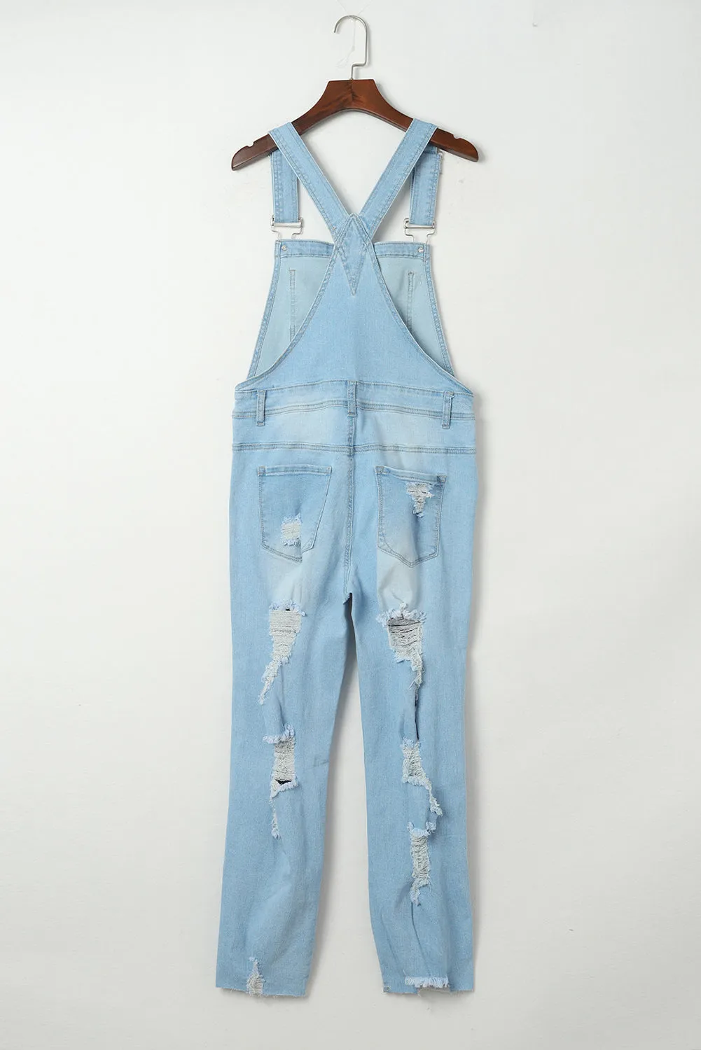 Denim Distressed Bib Pocket Overalls