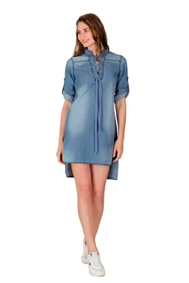 Denim Shirt High Low Dress