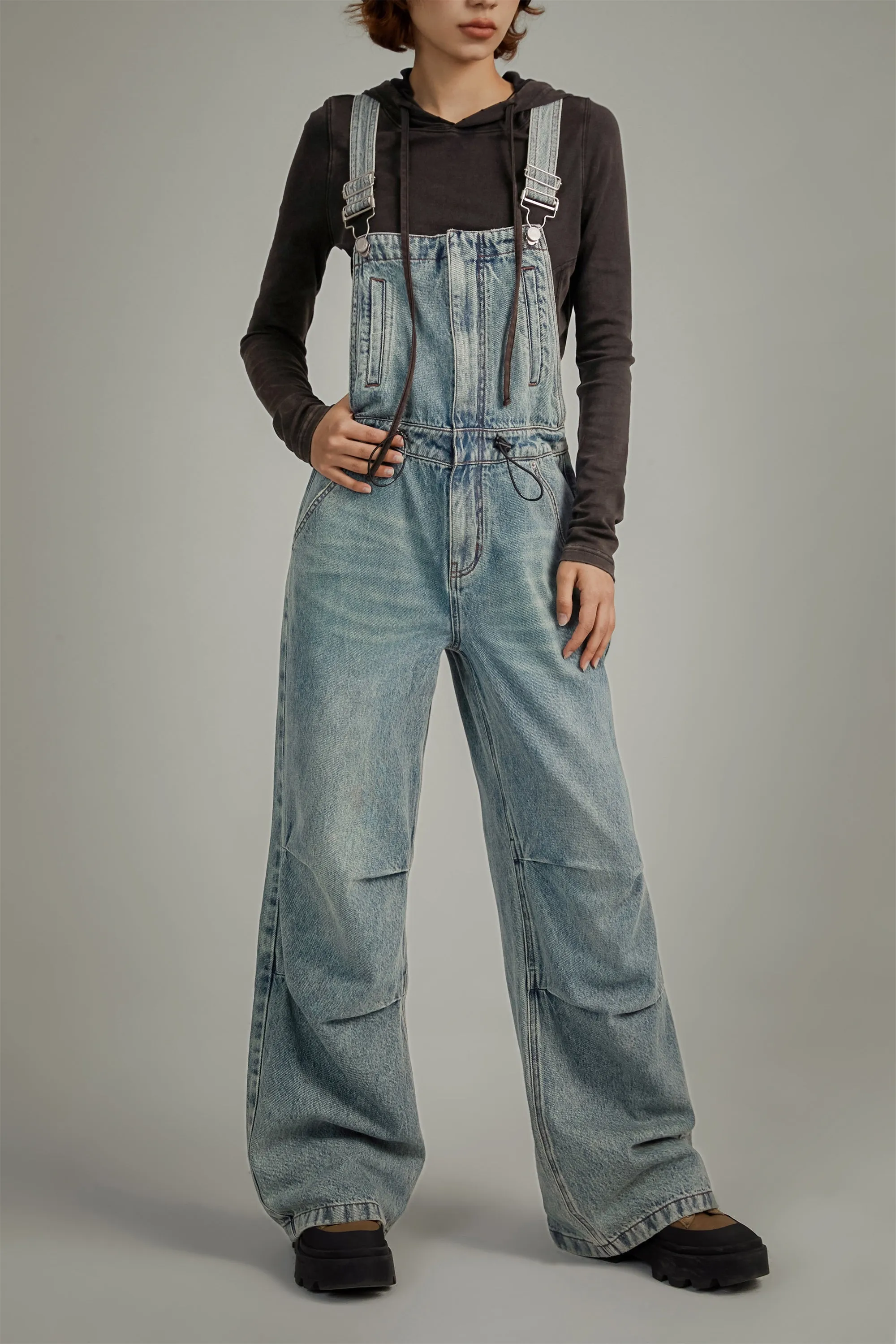 Drawstring Waist Overalls