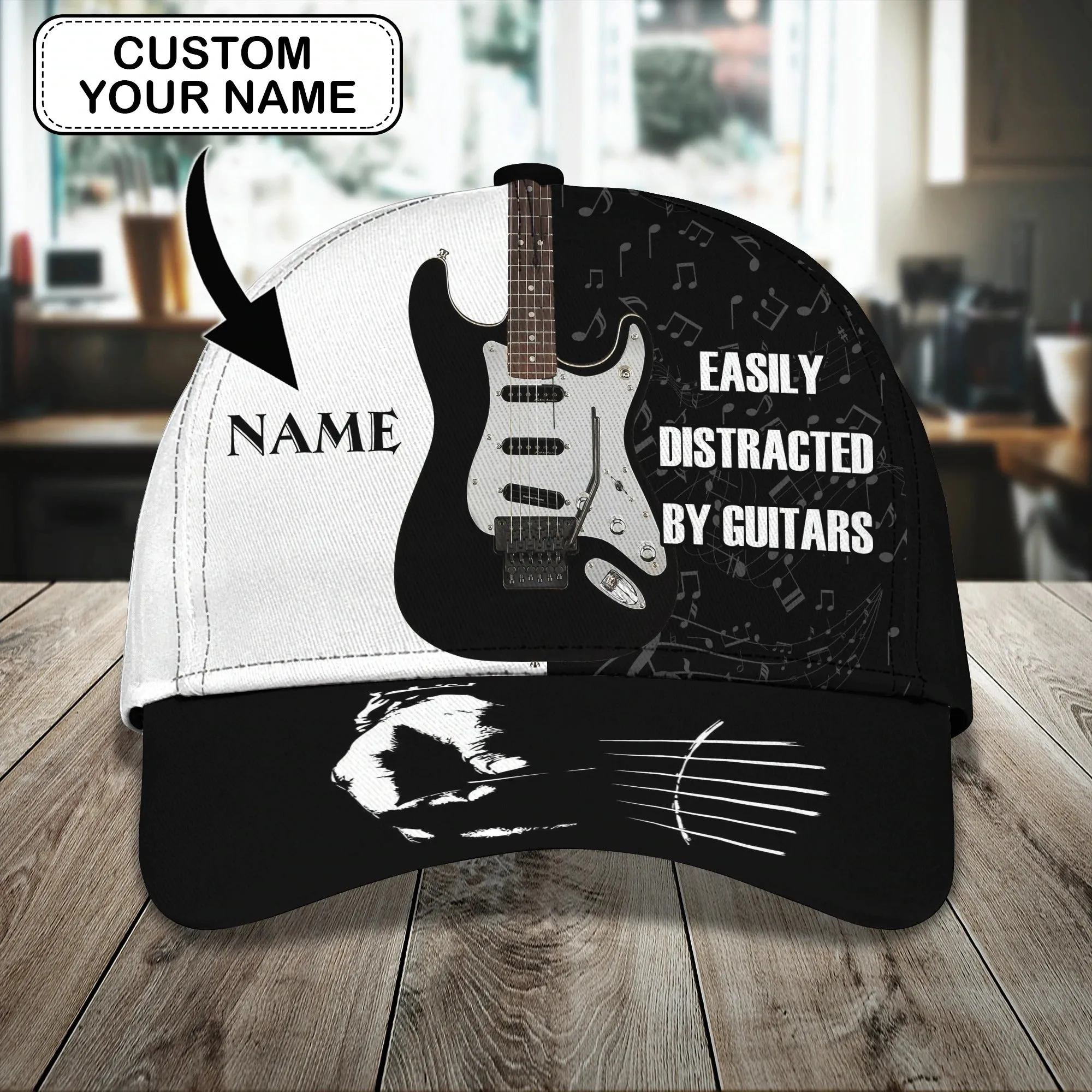 Electric Guitar Baseball Cap To My Boyfriend, Guitar 3D All Over Print Cap Hat From Guitarist Friend