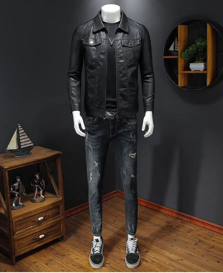 Funki Buys | Jackets | Men's Slim Fit Faux Leather Jacket