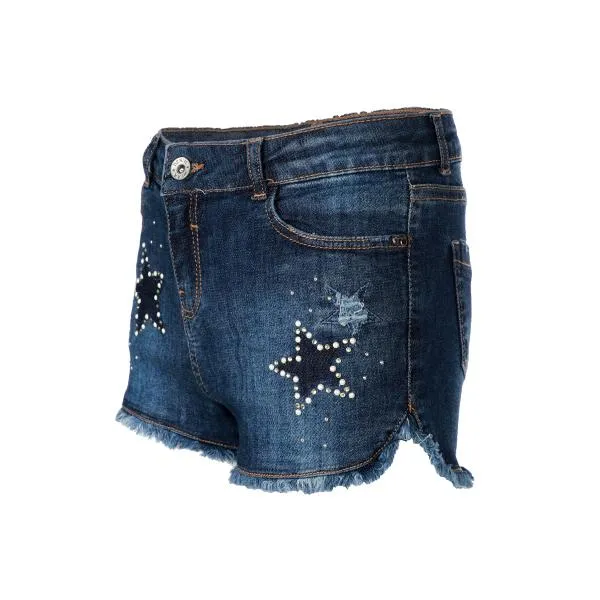 Girls Denim Star Embellished Bum Short