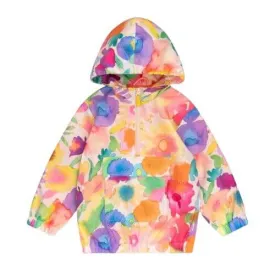 Girls Inky Flowers Half Zip Windbreaker