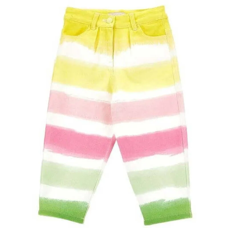 Girls Multi Stripe Cotton Jeans