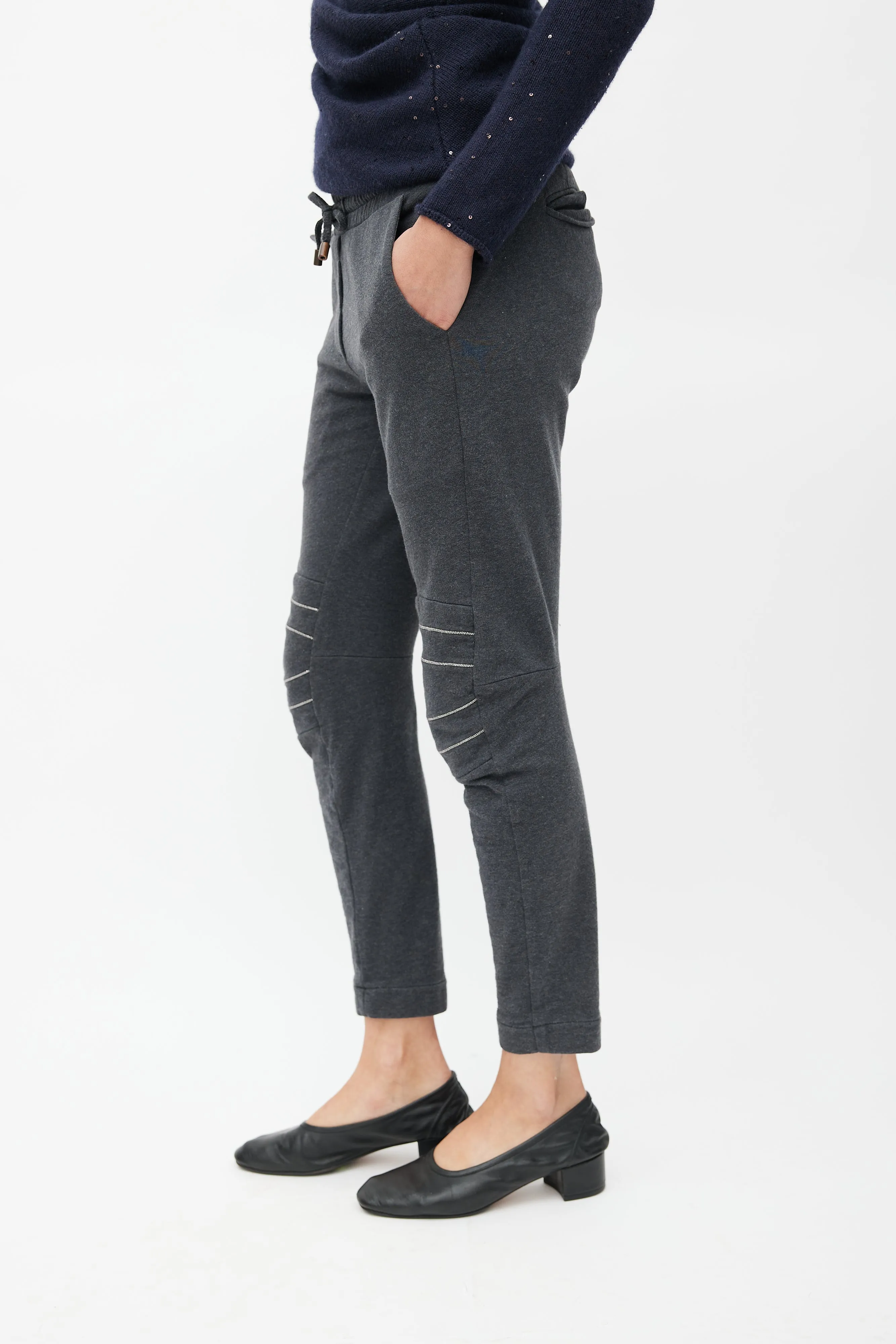 Grey Monili Knee Trim Sweatpant