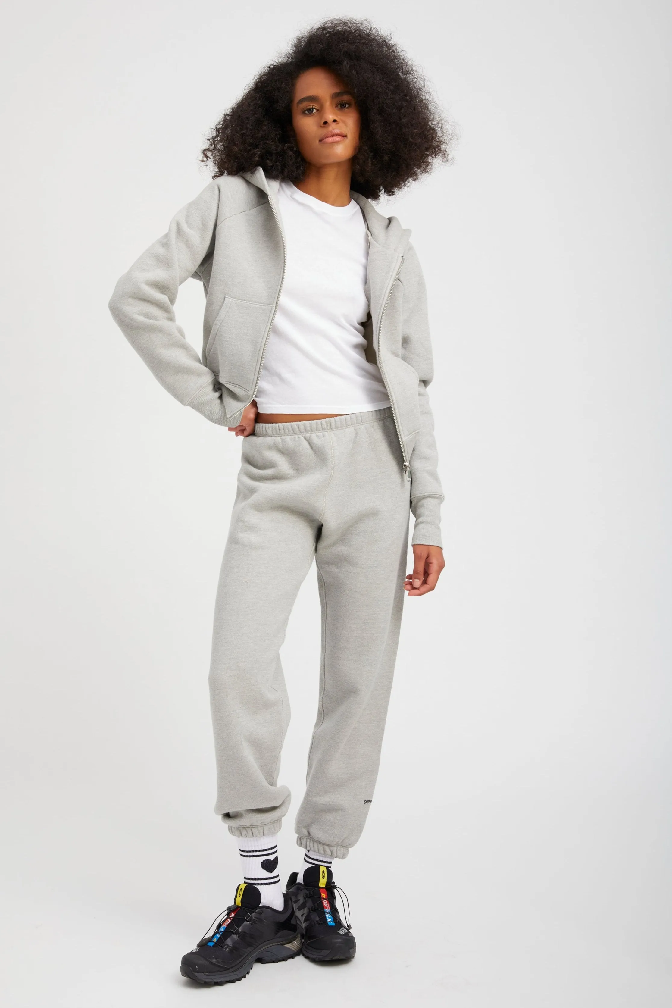 Heather Grey Cotton Mini Logo Sweatpants