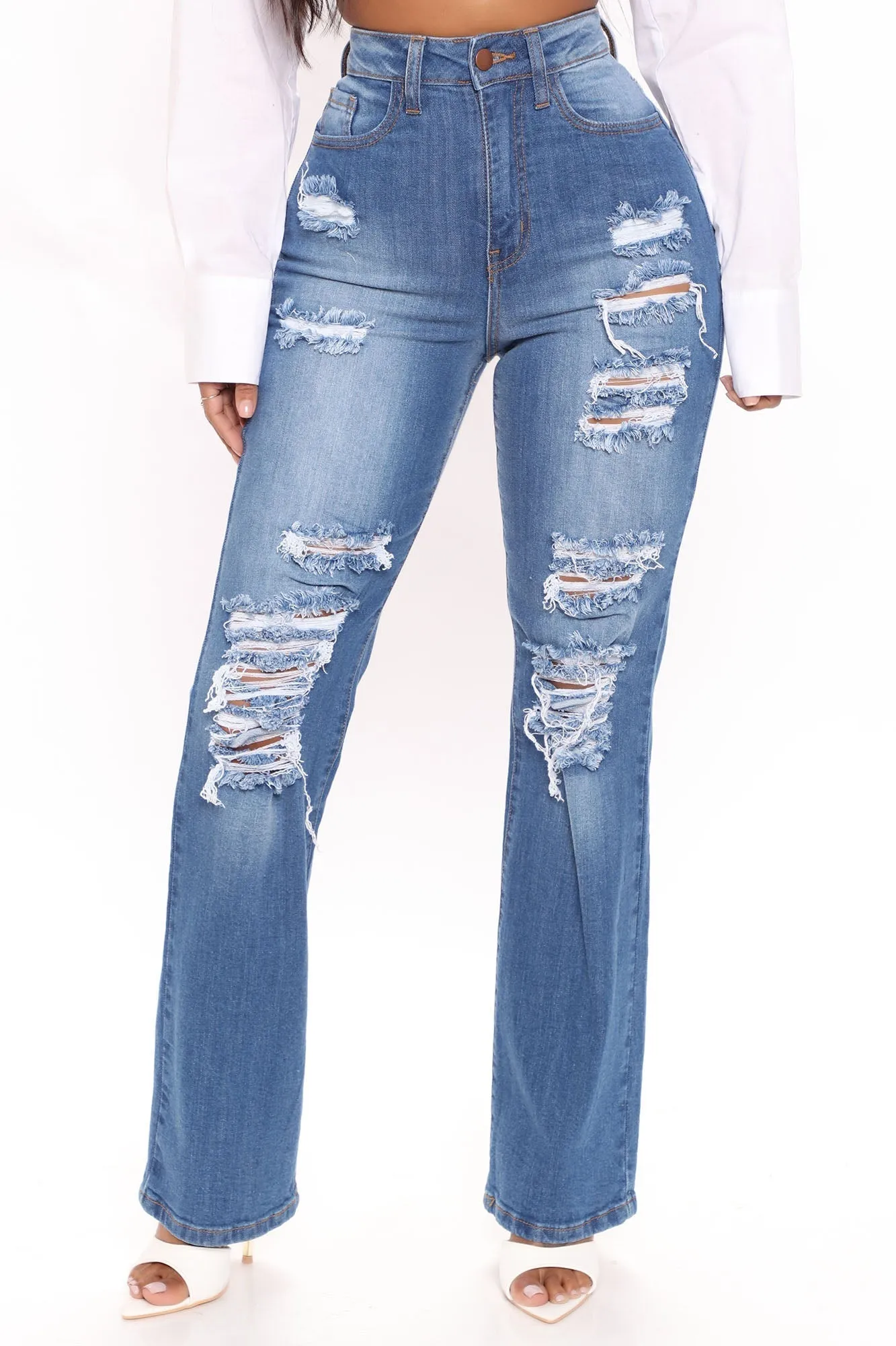 KittenAlarm - Only One High Rise Straight Leg Jeans - Medium Blue Wash