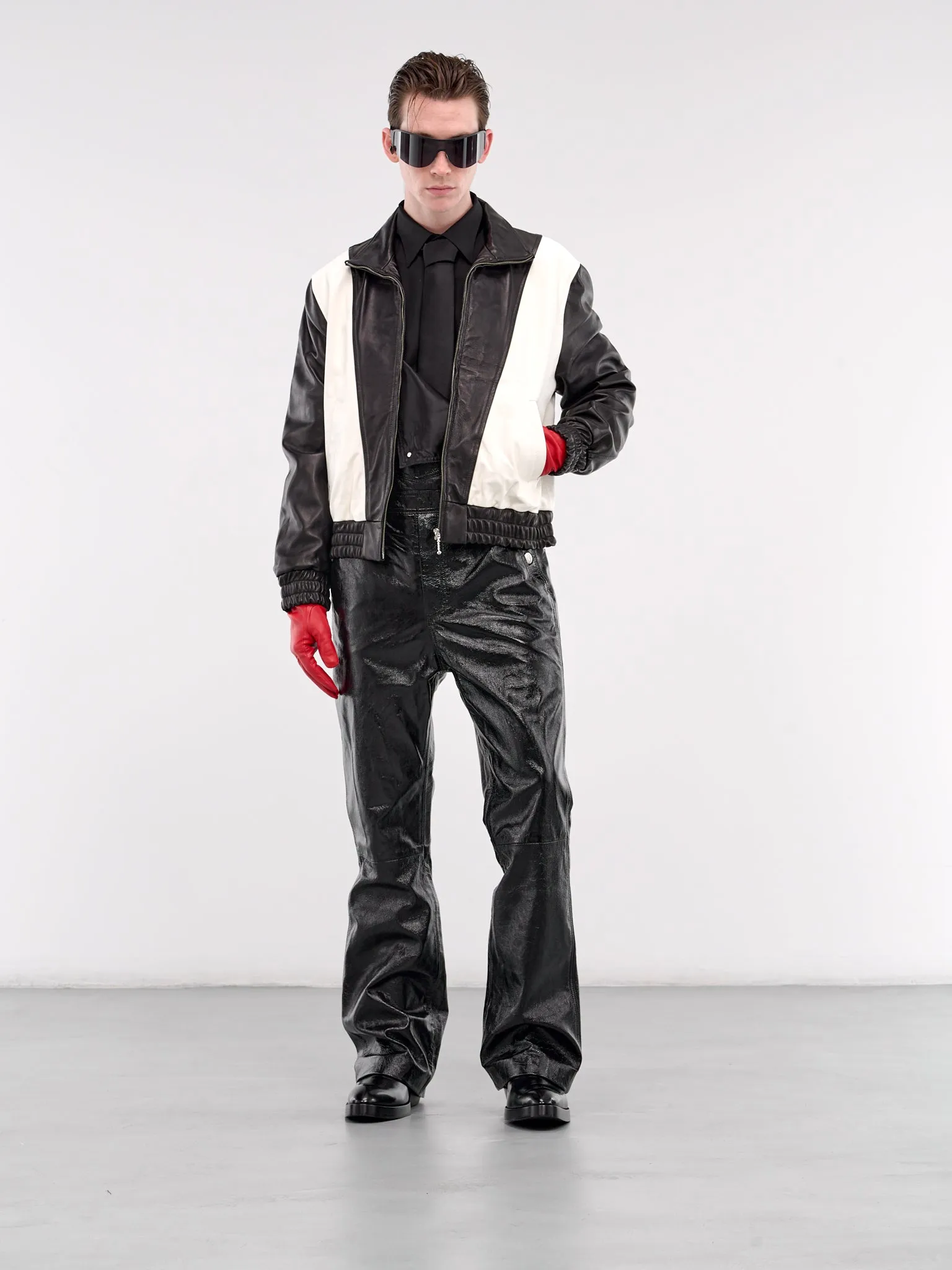 Lamb Leather Overalls (OV02L-LE10-BLACK-PATENT)