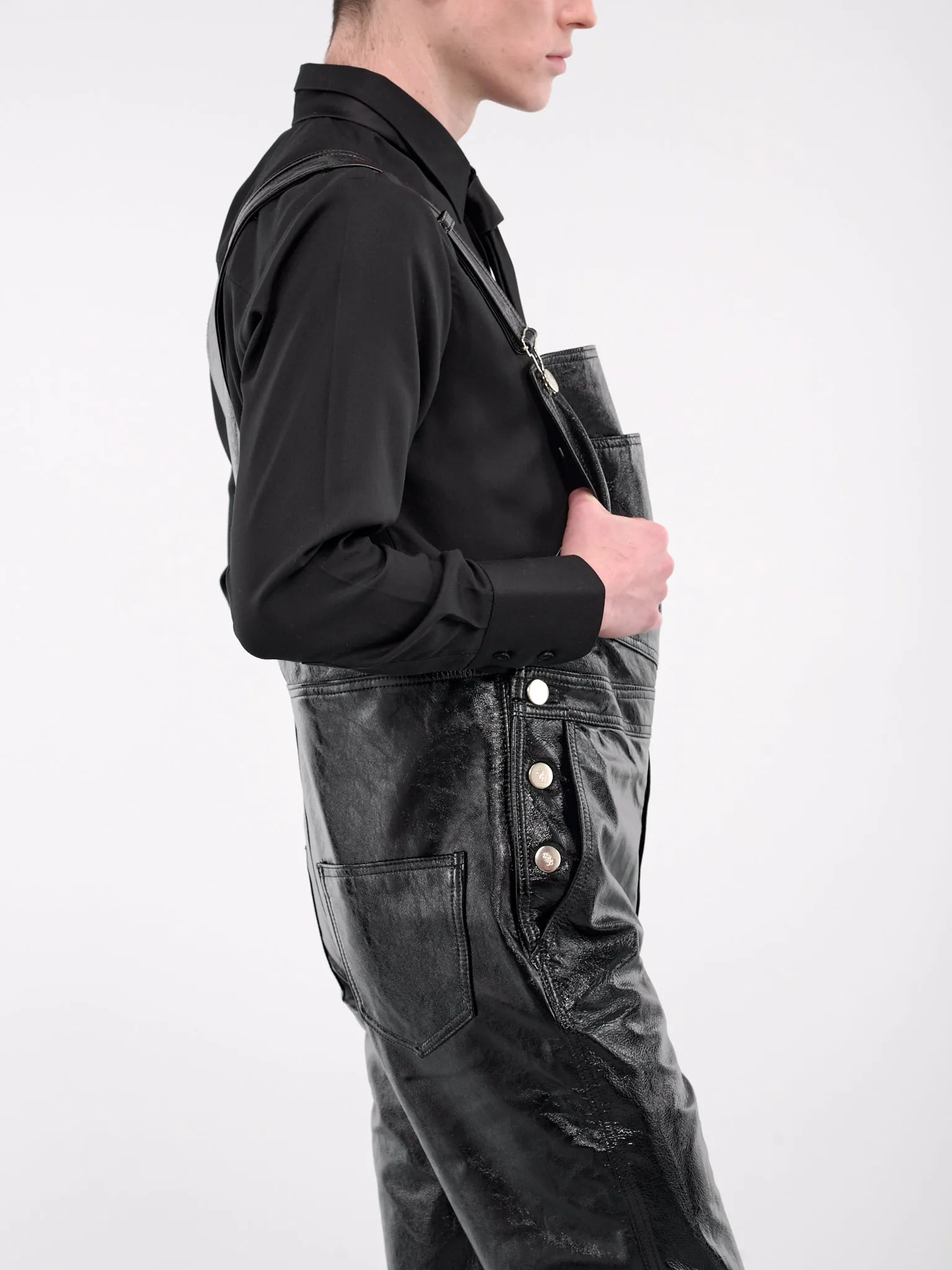 Lamb Leather Overalls (OV02L-LE10-BLACK-PATENT)