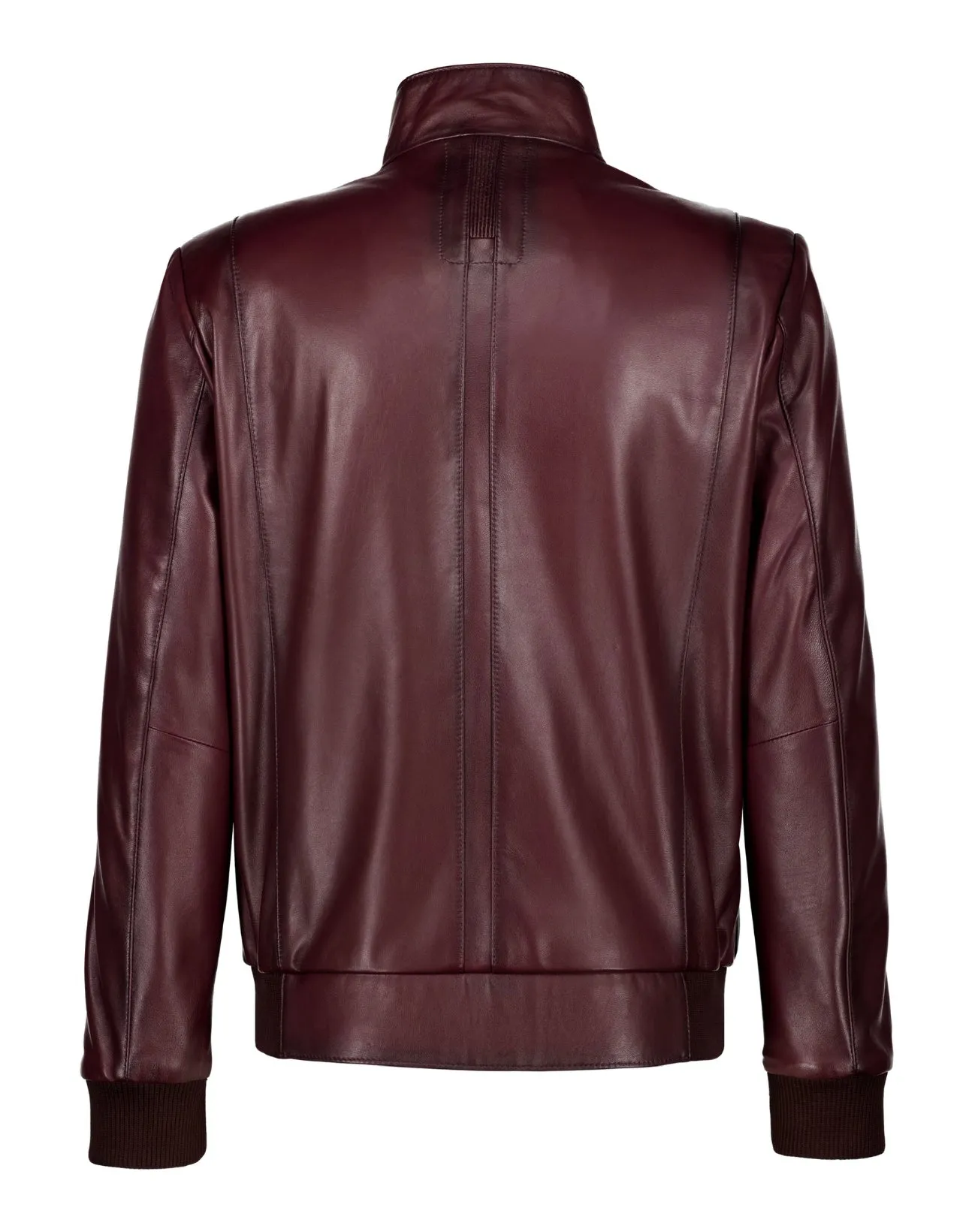 Lambskin Leather Biker Jacket - Burgundy