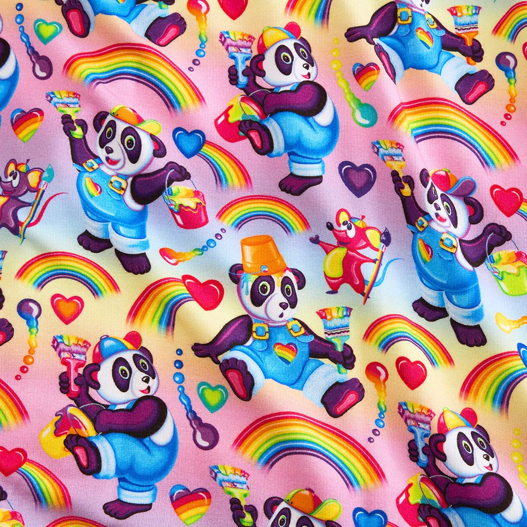 Lisa Frank® Panda Painter French Terry Short Overalls