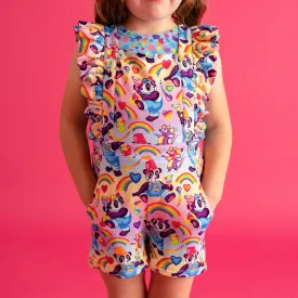 Lisa Frank® Panda Painter French Terry Short Overalls