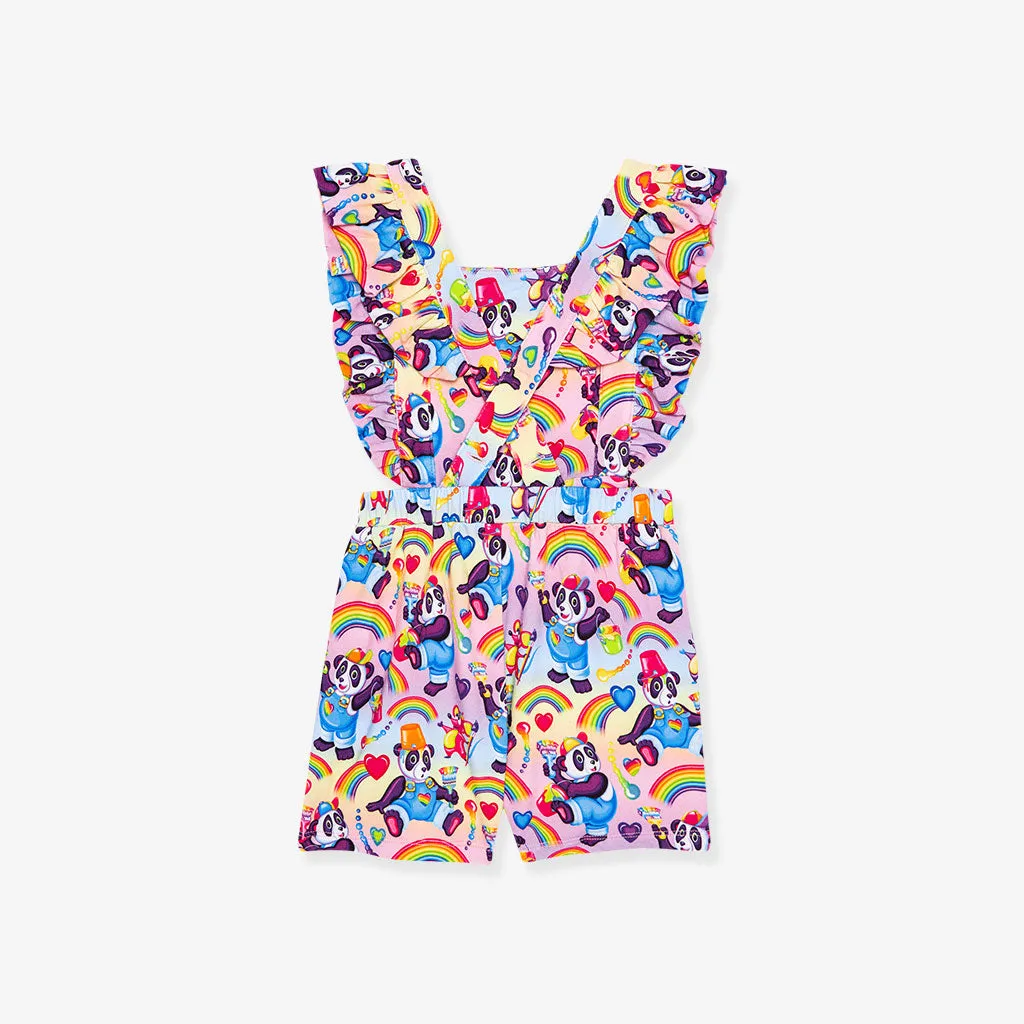 Lisa Frank® Panda Painter French Terry Short Overalls