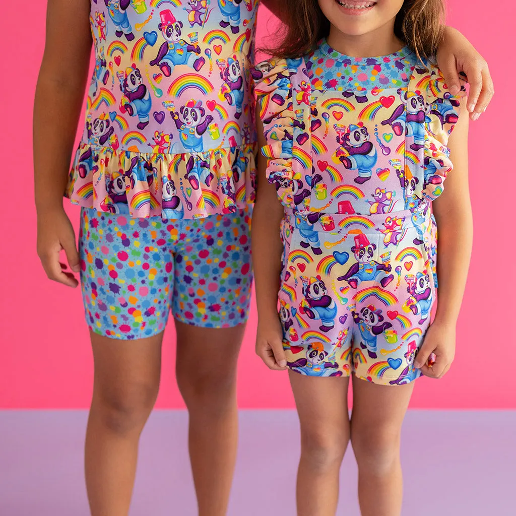 Lisa Frank® Panda Painter French Terry Short Overalls