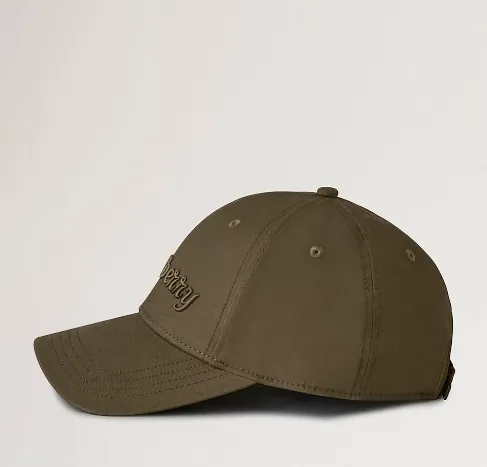 Logo Embroidered Baseball Cap Linen Green Cotton