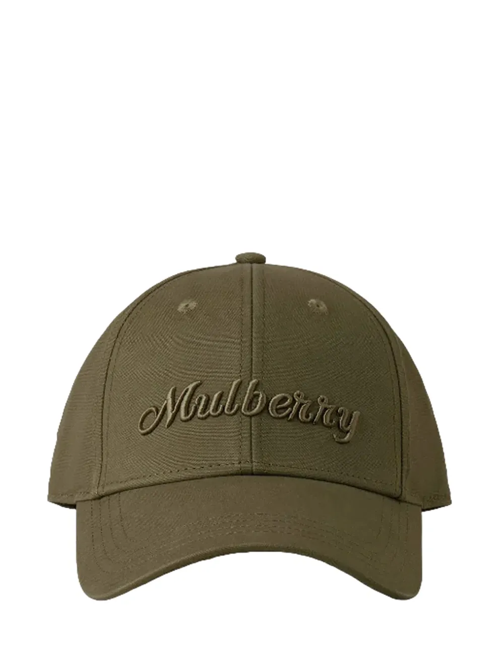 Logo Embroidered Baseball Cap Linen Green Cotton