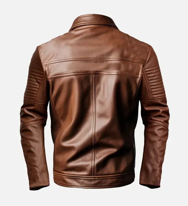 Men's Brown Biker Leather Jacket