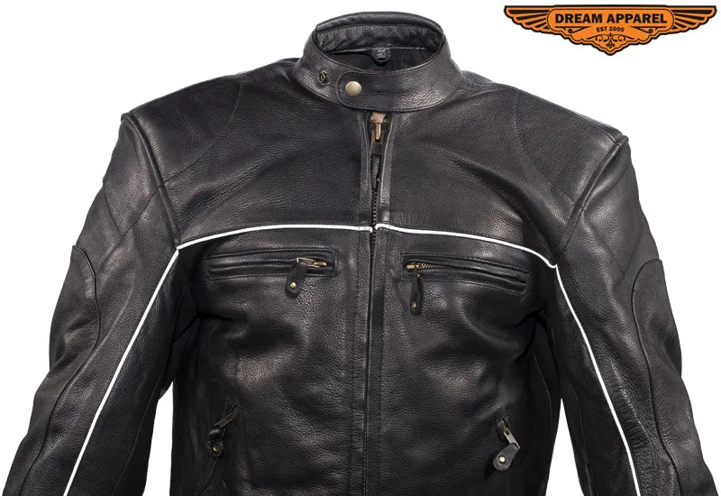 Mens Racer Jacket With Reflective Piping