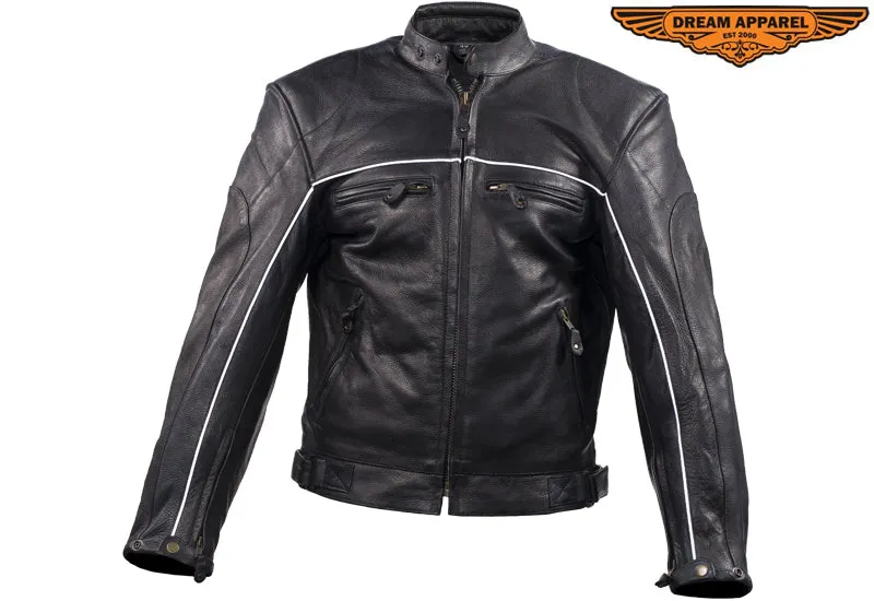 Mens Racer Jacket With Reflective Piping