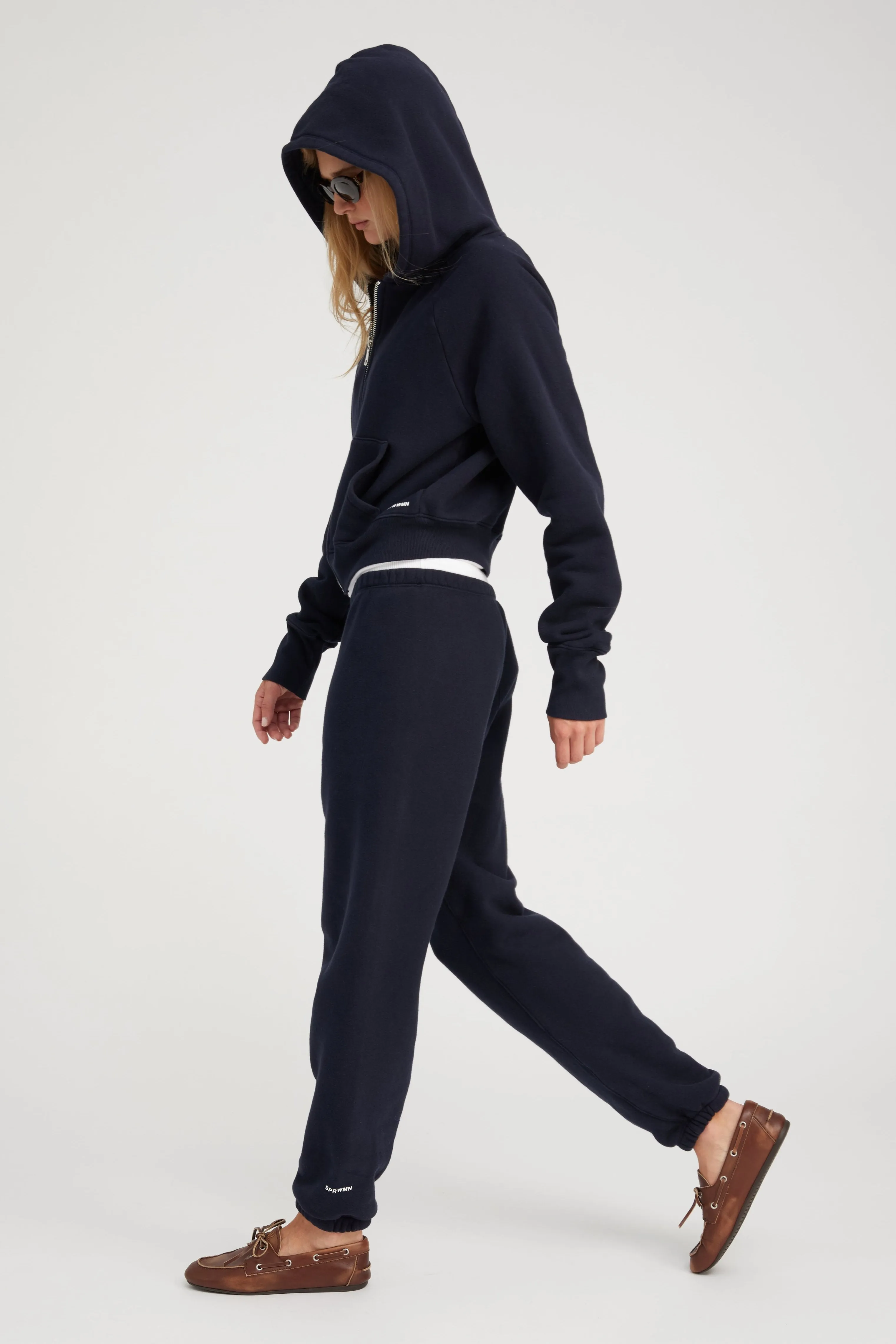 Navy Cotton Mini Logo Sweatpants