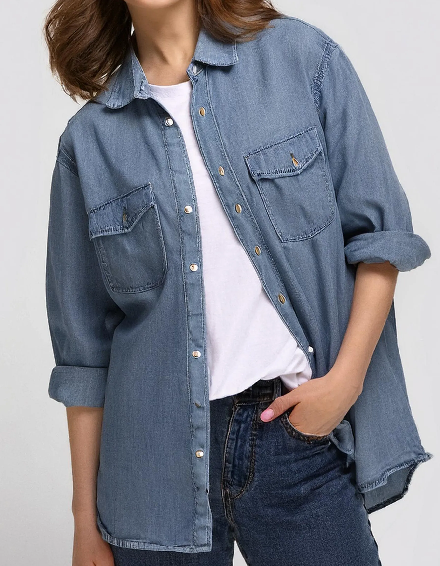 Oversized Light Blue Denim Shirt