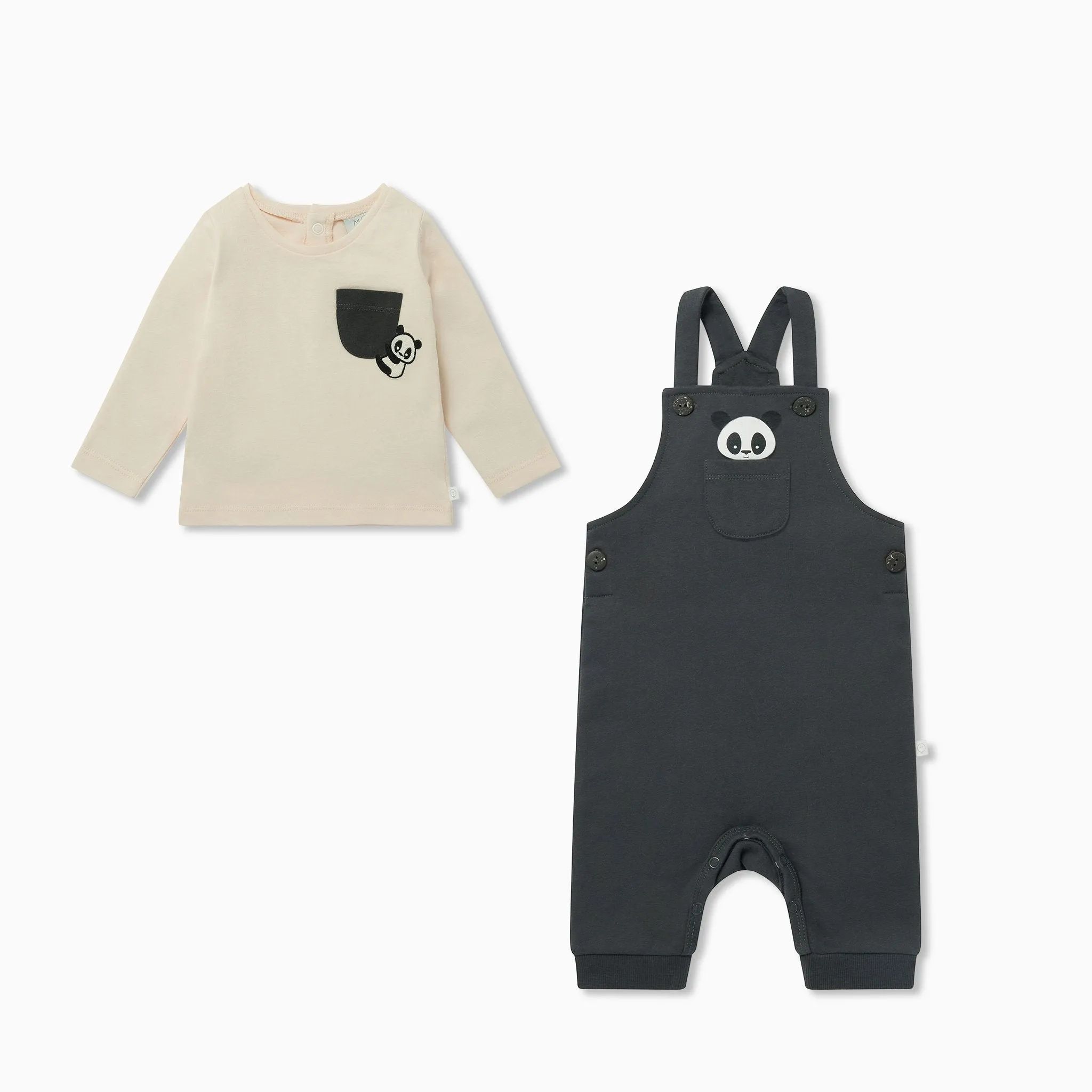 Panda Overalls & Long Sleeve Tee Outfit