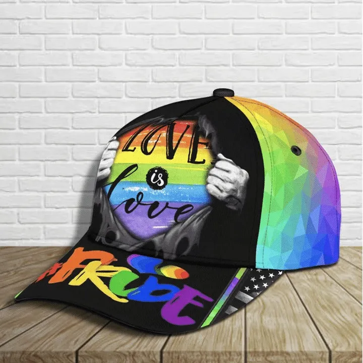 Pride Cap For Gay, Lgbt Love Is Love Us Flag Background Printing Baseball Cap Hat, Lgbt Baseball Cap