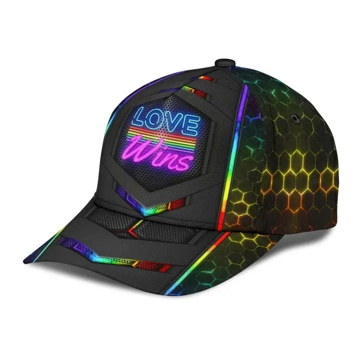 Pride Cap LGBT Love Wins Neon Printing Baseball 3D Cap Hat, Pride Accessories, Gay Gifts