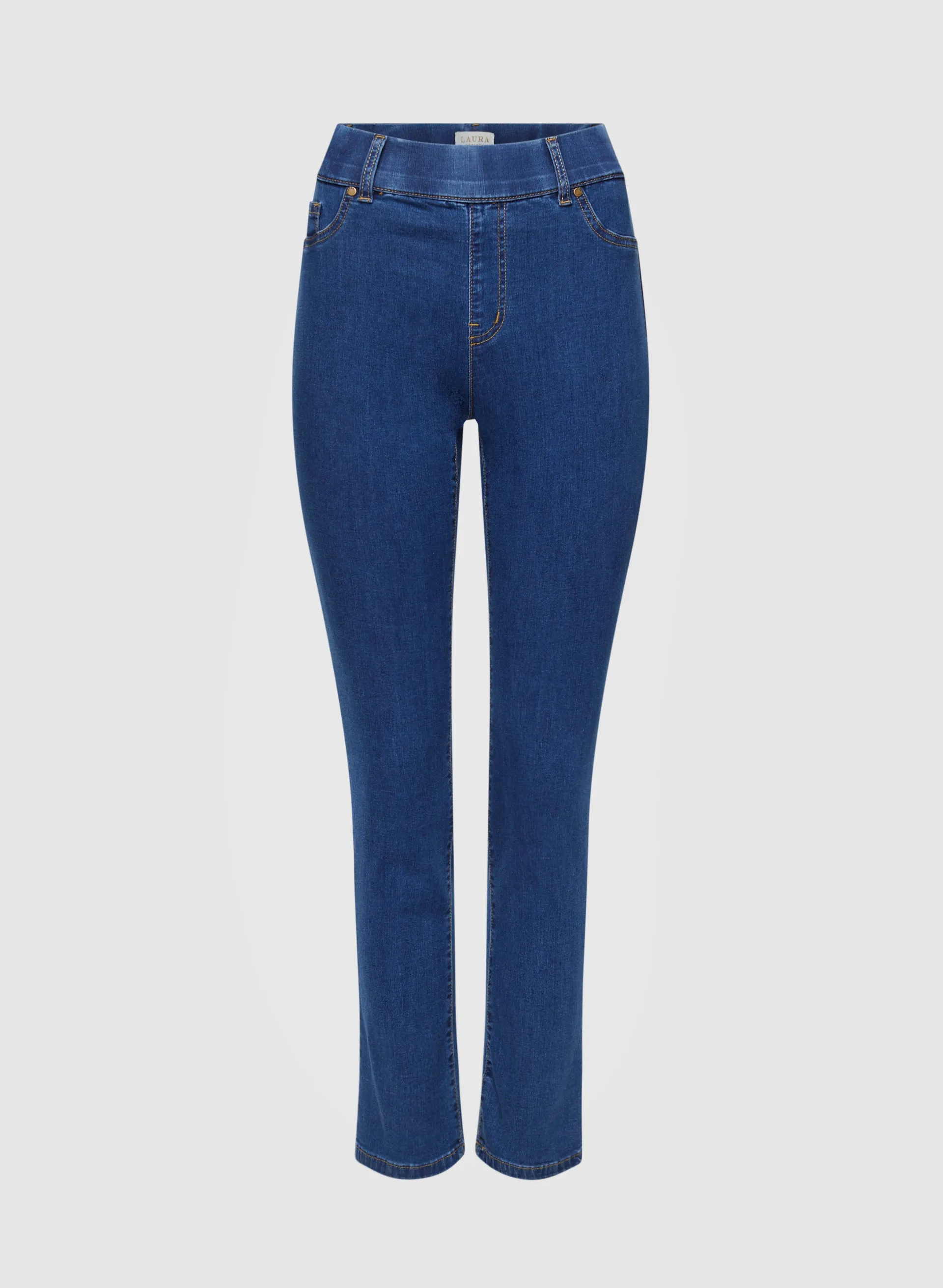 Pull-On Straight Leg Jeans